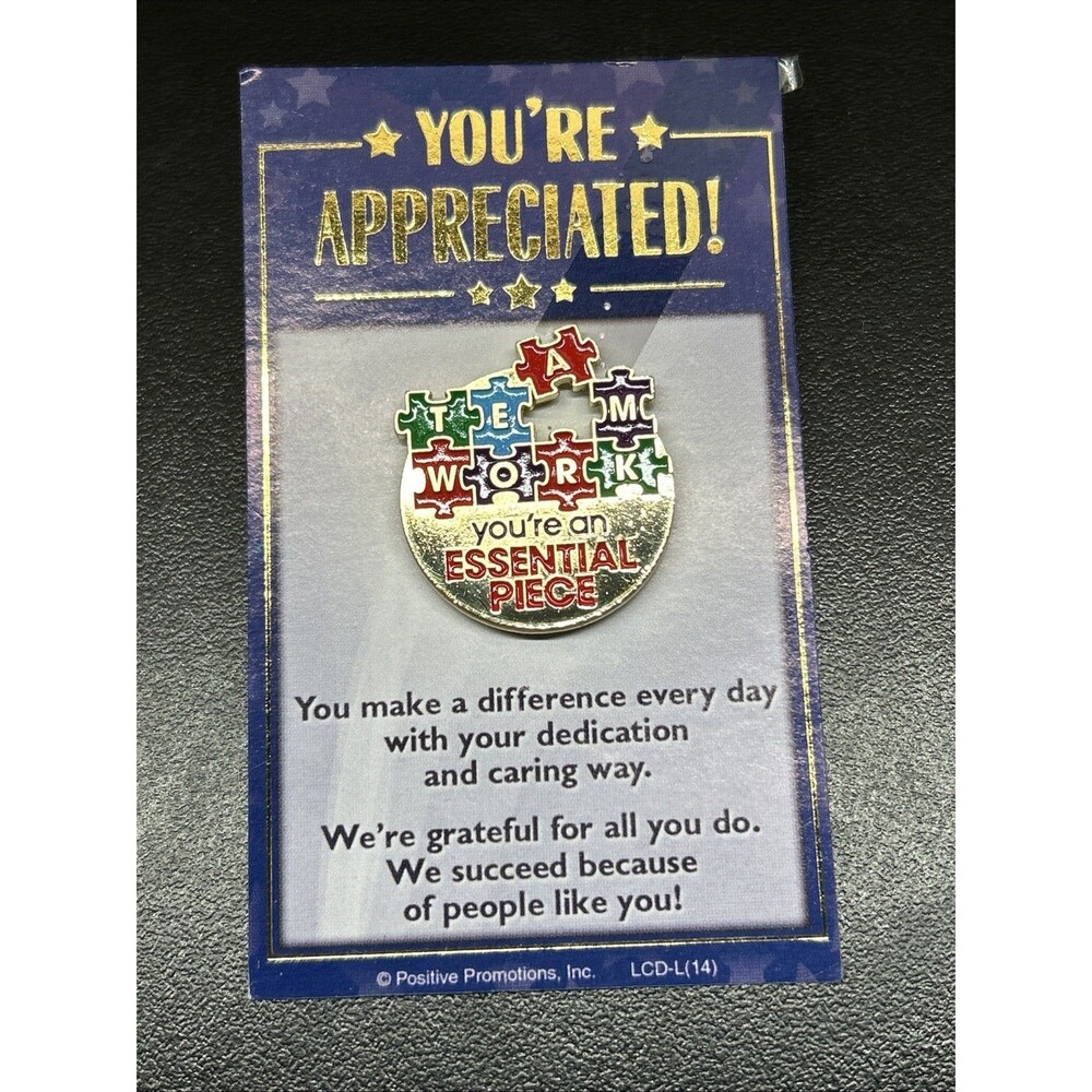 You're Appreciated Pin Autism Awareness w/ Cardboard Backing